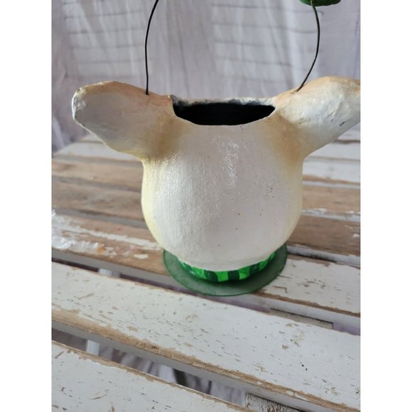 Dept 56 rabbit Easter paper mache bucket trick or treat spring home decor - Picture 4 of 9